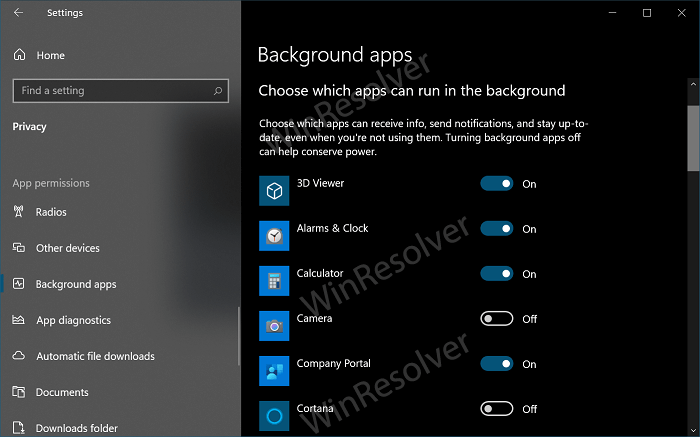 choose which apps can run in the background in windows 10