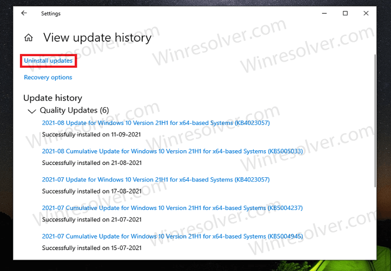 View Update History